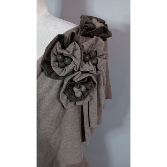 Flair Collection Small Tan Casual Business Going Out Boho Peasant Stretch Top - Picture 2 of 4